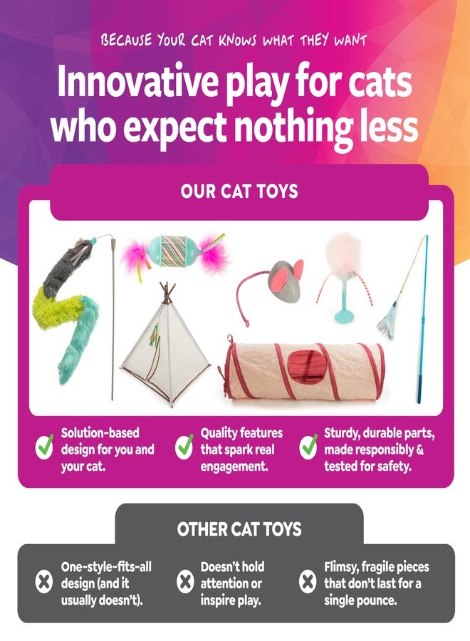 SmartyKat Kitty Camp Crinkle Cat Tent Hideaway, Collapsible Tent with Detachable Feather Toy for Privacy & Play for Cats & Kittens, Beige, One Size - Image 4